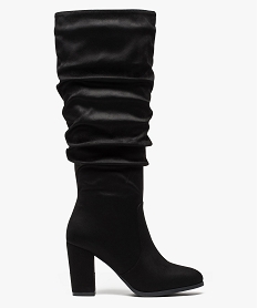 bottes-chaussettes femme effet velours avec tige plissee noir8089901_1
