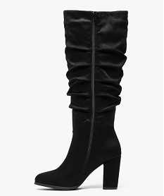bottes-chaussettes femme effet velours avec tige plissee noir8089901_3