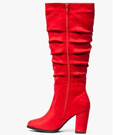 bottes-chaussettes femme effet velours avec tige plissee rouge8090001_3