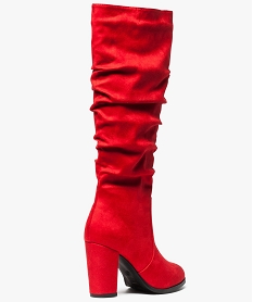 bottes-chaussettes femme effet velours avec tige plissee rouge8090001_4
