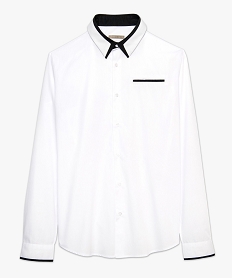 chemise pour homme avec liseres contrastants coupe slim blanc chemise manches longues8096001_4