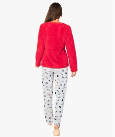 pyjama femme special noel pull polaire et pantalon jersey rouge8099401_3