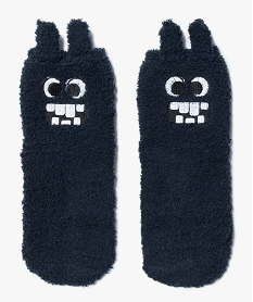 chaussettes dinterieur en maille peluche avec motif monstre garcon bleu chaussettes8102901_1