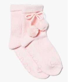 chaussettes dinterieur en maille chenille avec pompons pour femme rose8103101_1