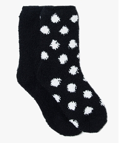 GEMO Chaussettes en maille peluche assorties pour femme (lot de 2) noir vif
