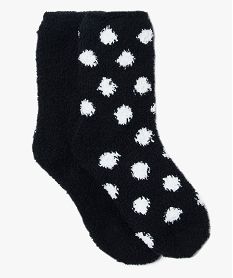 GEMO Chaussettes en maille peluche assorties pour femme (lot de 2) Noir