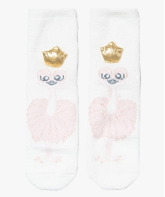 GEMO Chaussettes en maille peluche avec motif autruche pour femme blanc chine