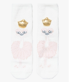 GEMO Chaussettes en maille peluche avec motif autruche pour femme Beige