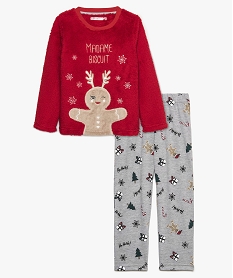 GEMO Pyjama fille en peluche et jersey Madame Biscuit Rouge