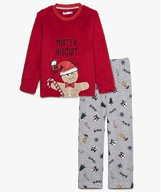 GEMO Pyjama garçon en peluche et jersey motif M. Biscuit rouge standard