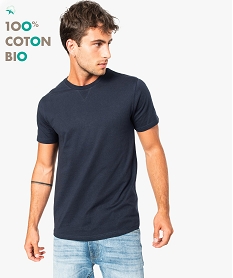 GEMO Tee-shirt uni à manches courtes pour homme avec coton bio Violet