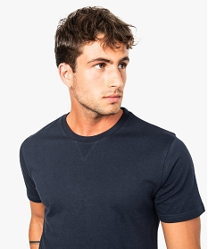 tee-shirt uni a manches courtes pour homme avec coton bio bleu8106001_2