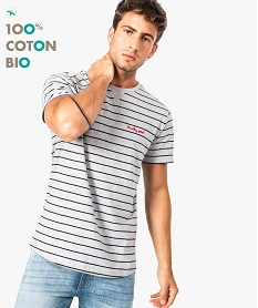 tee-shirt raye en coton pour homme imprime8106101_1