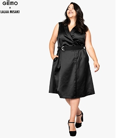 GEMO Robe trench 2-en-1 femme en matière satinée - Gémo x Lalaa Misaki Noir
