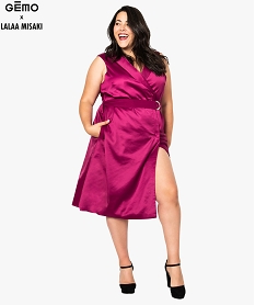 GEMO Robe trench 2-en-1 femme en matière satinée - Gémo x Lalaa Misaki Violet
