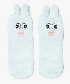 GEMO Chaussettes dintérieur  en maille peluche avec motif visage fille dore