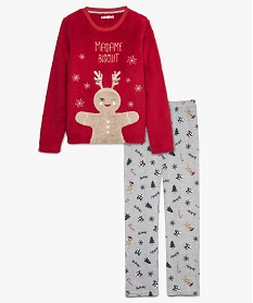 GEMO Pyjama fille Mme Biscuit en jersey et en peluche rouge standard