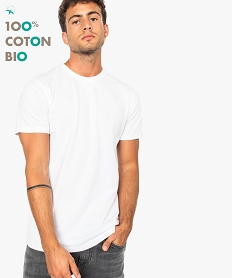tee-shirt uni a manches courtes pour homme avec coton bio blanc8108901_1