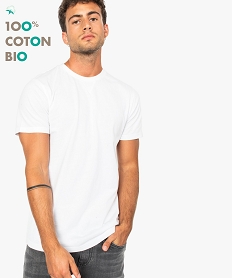 GEMO Tee-shirt uni à manches courtes pour homme avec coton bio blanc standard