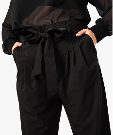 pantalon paper bag femme avec dos elastique - gemo x lalaa misaki noir pantalons et jeans8109001_2