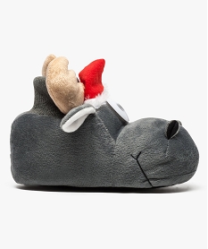 GEMO Chaussons en forme de renne avec bonnet de Noël Gris