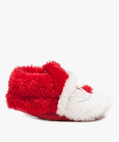 GEMO Chaussons de naissance duveteux avec motif de Noël brodé Rouge