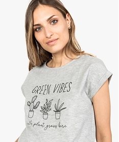 tee-shirt de grossesse imprime plantes gris8113601_2
