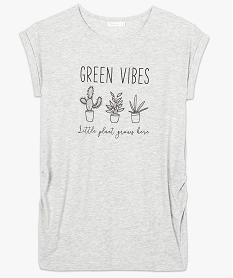 tee-shirt de grossesse imprime plantes gris8113601_4