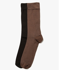 GEMO Chaussettes homme unies en fils dEcosse (lot de 2) marron standard