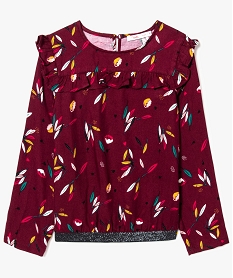 GEMO Blouse à motifs avec plastron volanté et bas élastiqué Multicolore