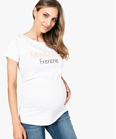 GEMO Tee-shirt manches courtes imprimé Maman Frenchie Blanc