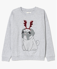 GEMO Sweat fille en molleton avec imprimé Noël finition brillante Gris