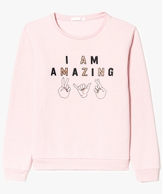 GEMO Sweat fille en molleton avec inscription glitter Rouge