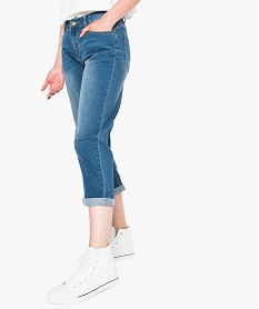 GEMO Pantacourt stretch uni ajusté à revers bleu vif