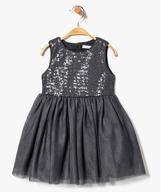 GEMO Robe bébé à manches courtes en tulle et sequins Gris