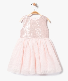 GEMO Robe bébé à manches courtes en tulle et sequins Rose