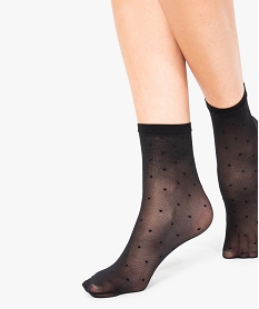 GEMO Lot de 2 paires de socquettes en plumetis noir standard