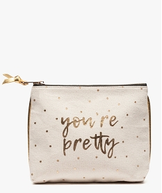 GEMO Pochette femme à pois dorés avec inscription Beige