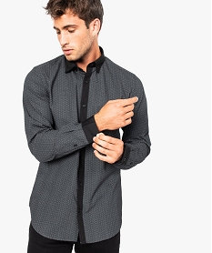 GEMO Chemise pour homme à fins motifs et col contrastant coupe slim Imprimé