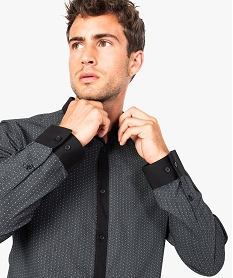 chemise pour homme a fins motifs et col contrastant coupe slim imprime8125701_2