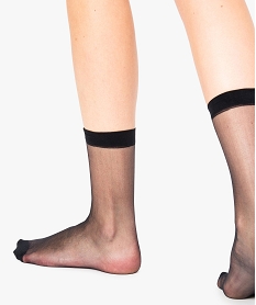 GEMO Lot de 3 paires de socquettes unies en voile noir standard