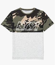 GEMO Tee-shirt gris chiné imprimé camouflage Gris