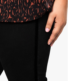 pantalon femme 5 poches coupe droite avec bandes laterales en velours noir pantalons et jeans8128701_2