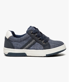 baskets basses en toile avec double fermeture lacets et zip bleu baskets et tennis8128801_1