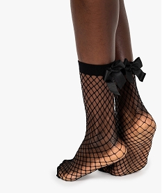 GEMO Socquettes femme en résille avec perles et rubans (lot de 2) noir standard