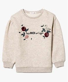 GEMO Sweat imprimé avec perles et motifs fleuris Beige