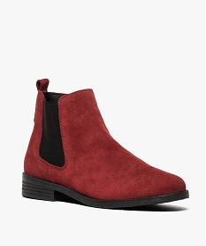 boots femme plats dessus cuir velours rouge bottines et boots8133601_2