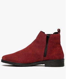boots femme plats dessus cuir velours rouge bottines et boots8133601_3
