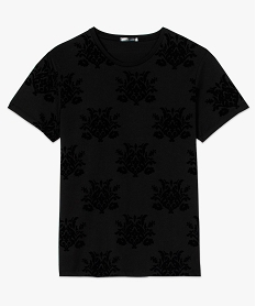 tee-shirt homme motif baroque en velours ton sur ton noir8134001_4