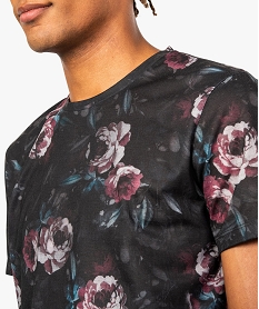 tee-shirt homme a manches courtes motif floral noir8134101_2